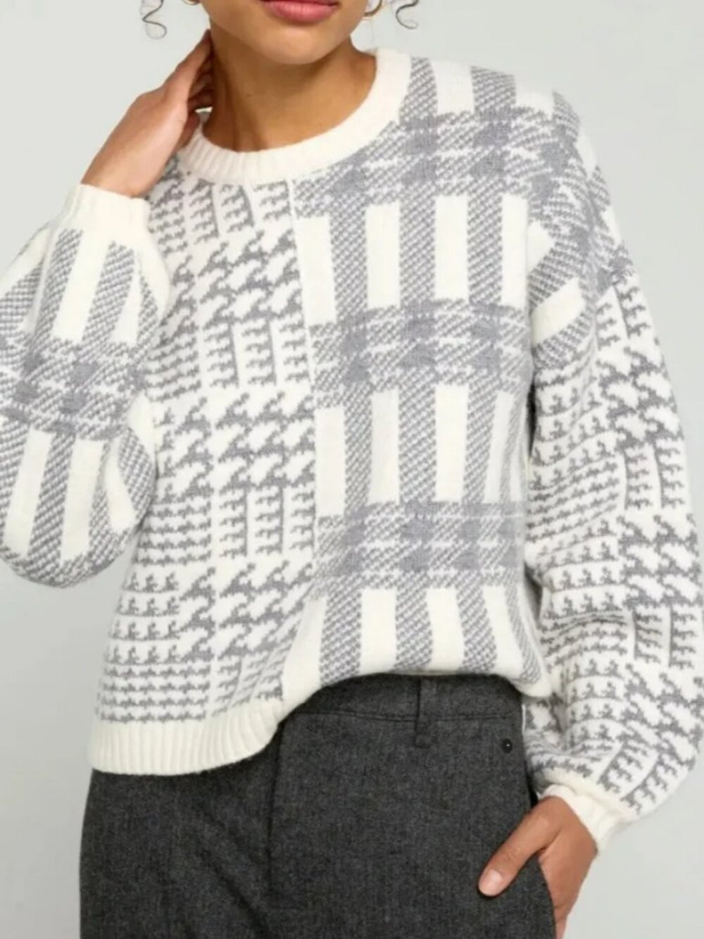 Splendid Oversized Gray Elliott Plaid Sweater L